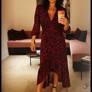 Bash zebra wrap dress